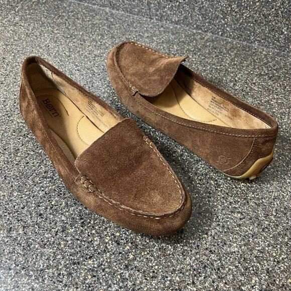 Born Shoes - Born Handcrafted Comfort Casual Shoes Brown Suede Moccasin Womens Size 10M Flats